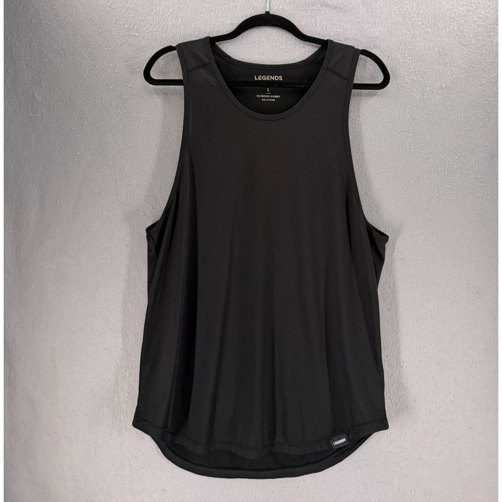 Legends Enzo Tank Top Mens Large Black Muscle Performance Curved Hem Minimalist
